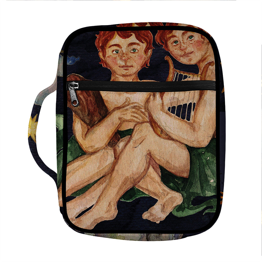 Watercolor Gemini Zodiac Sign Print Front Pocket Bible Bag