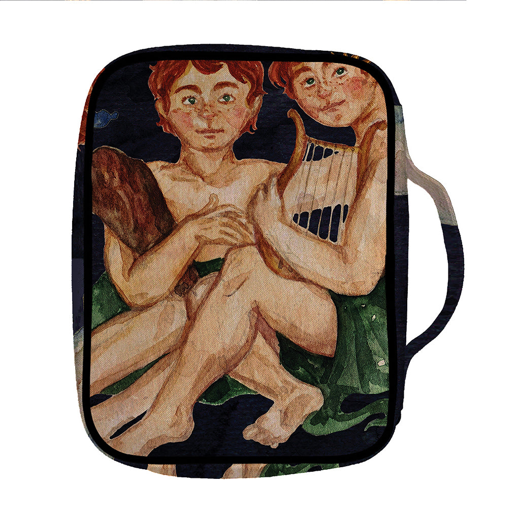 Watercolor Gemini Zodiac Sign Print Front Pocket Bible Bag