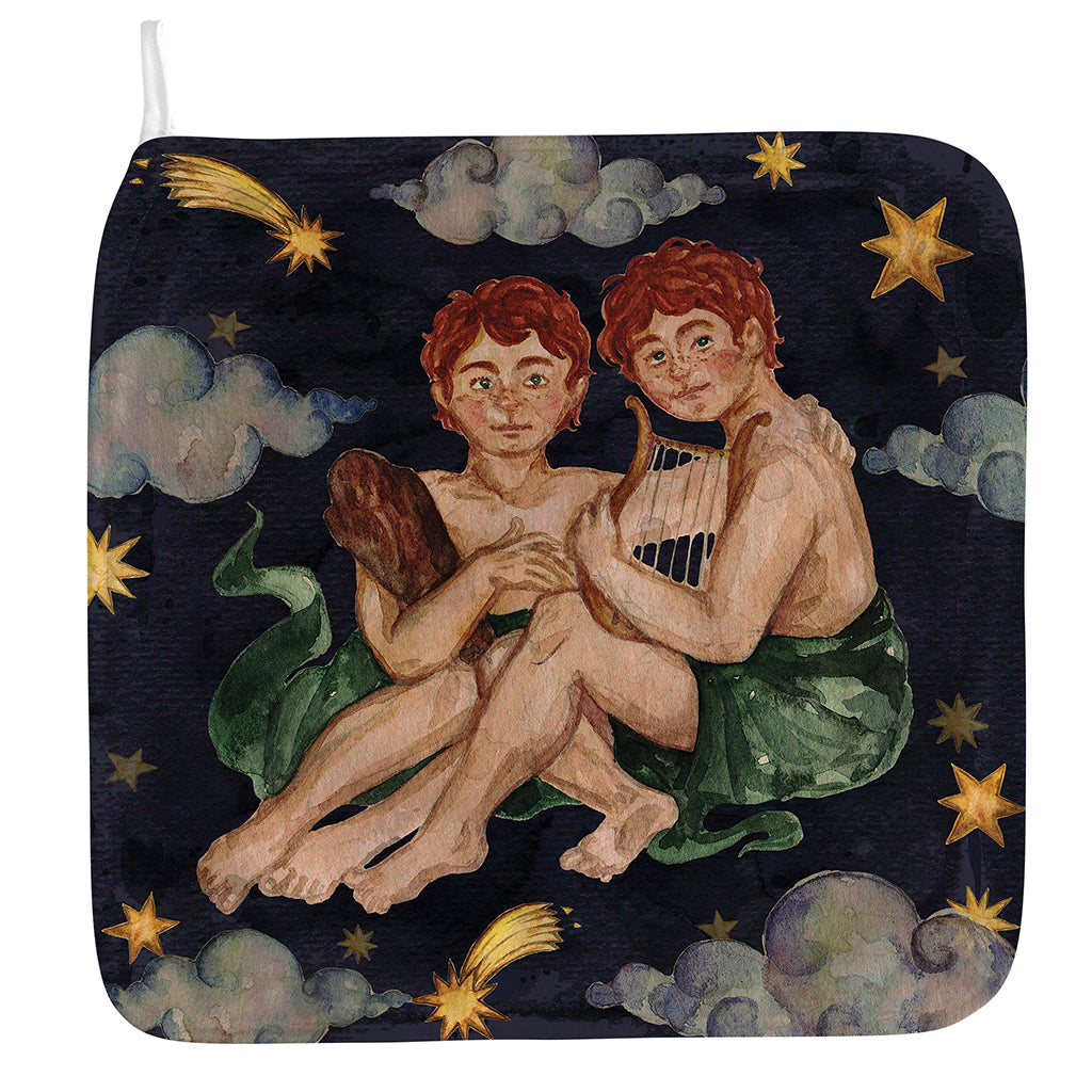 Watercolor Gemini Zodiac Sign Print Hand Towel