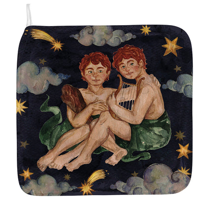 Watercolor Gemini Zodiac Sign Print Hand Towel