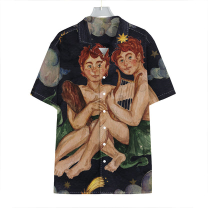 Watercolor Gemini Zodiac Sign Print Hawaiian Shirt