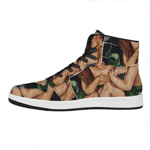 Watercolor Gemini Zodiac Sign Print High Top Leather Sneakers