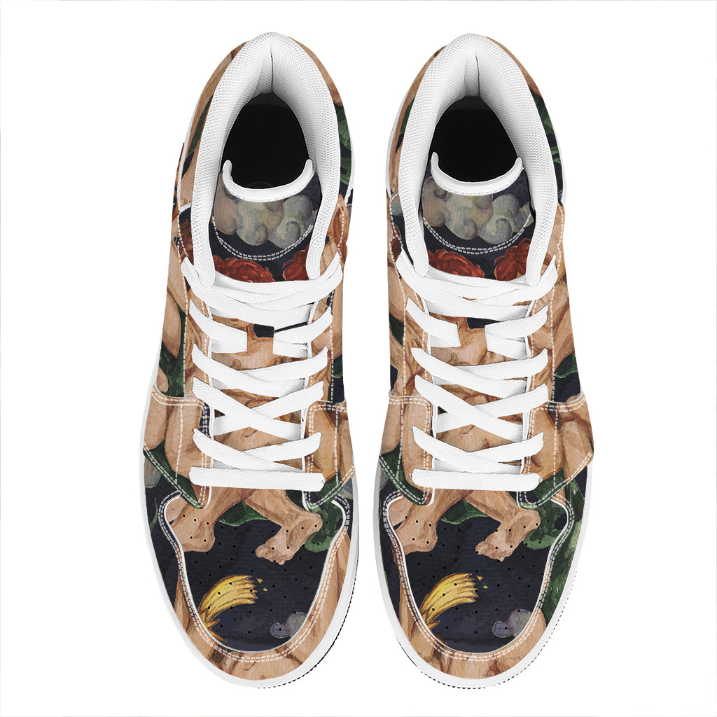 Watercolor Gemini Zodiac Sign Print High Top Leather Sneakers