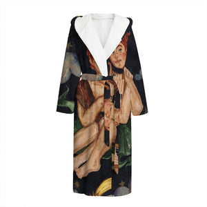 Watercolor Gemini Zodiac Sign Print Hooded Bathrobe