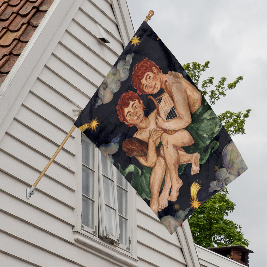 Watercolor Gemini Zodiac Sign Print House Flag