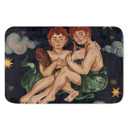 Watercolor Gemini Zodiac Sign Print Indoor Door Mat