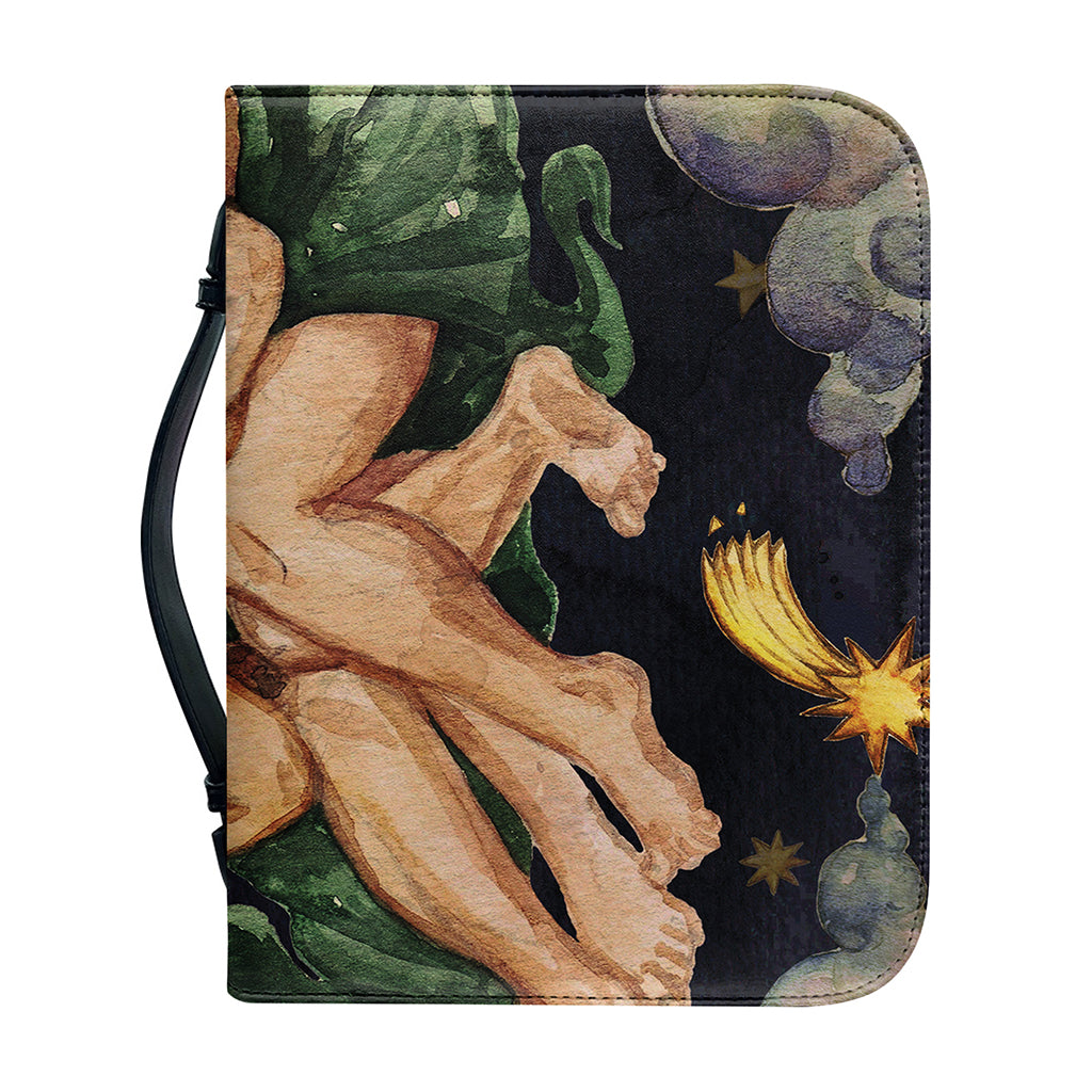 Watercolor Gemini Zodiac Sign Print Leather Bible Cover