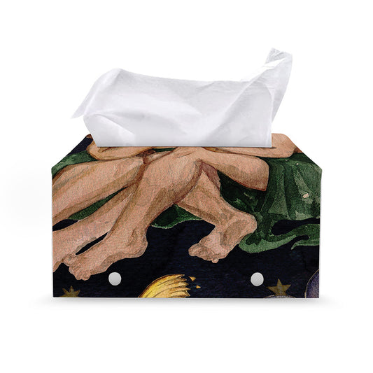 Watercolor Gemini Zodiac Sign Print Leather Tissue Box Cover