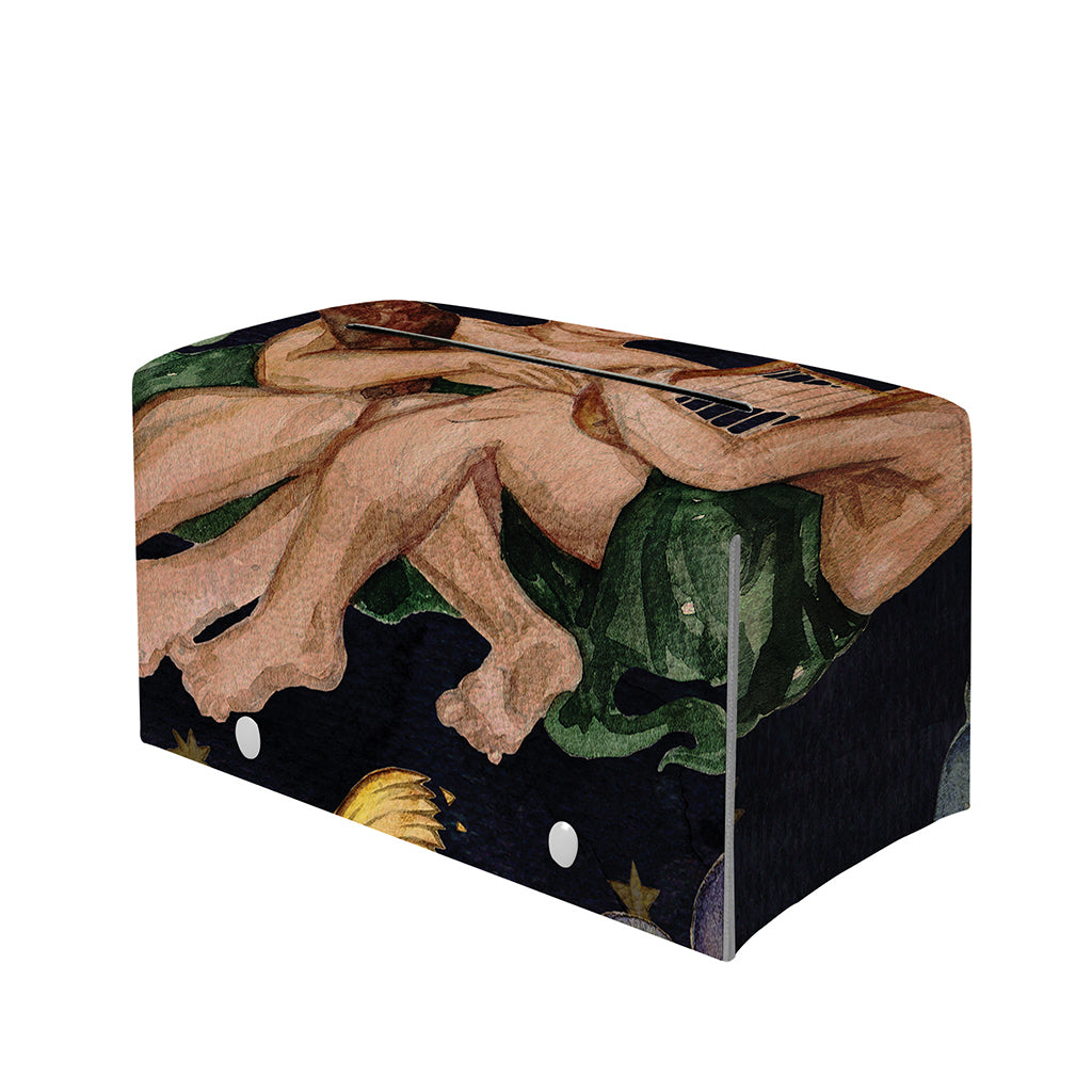 Watercolor Gemini Zodiac Sign Print Leather Tissue Box Cover