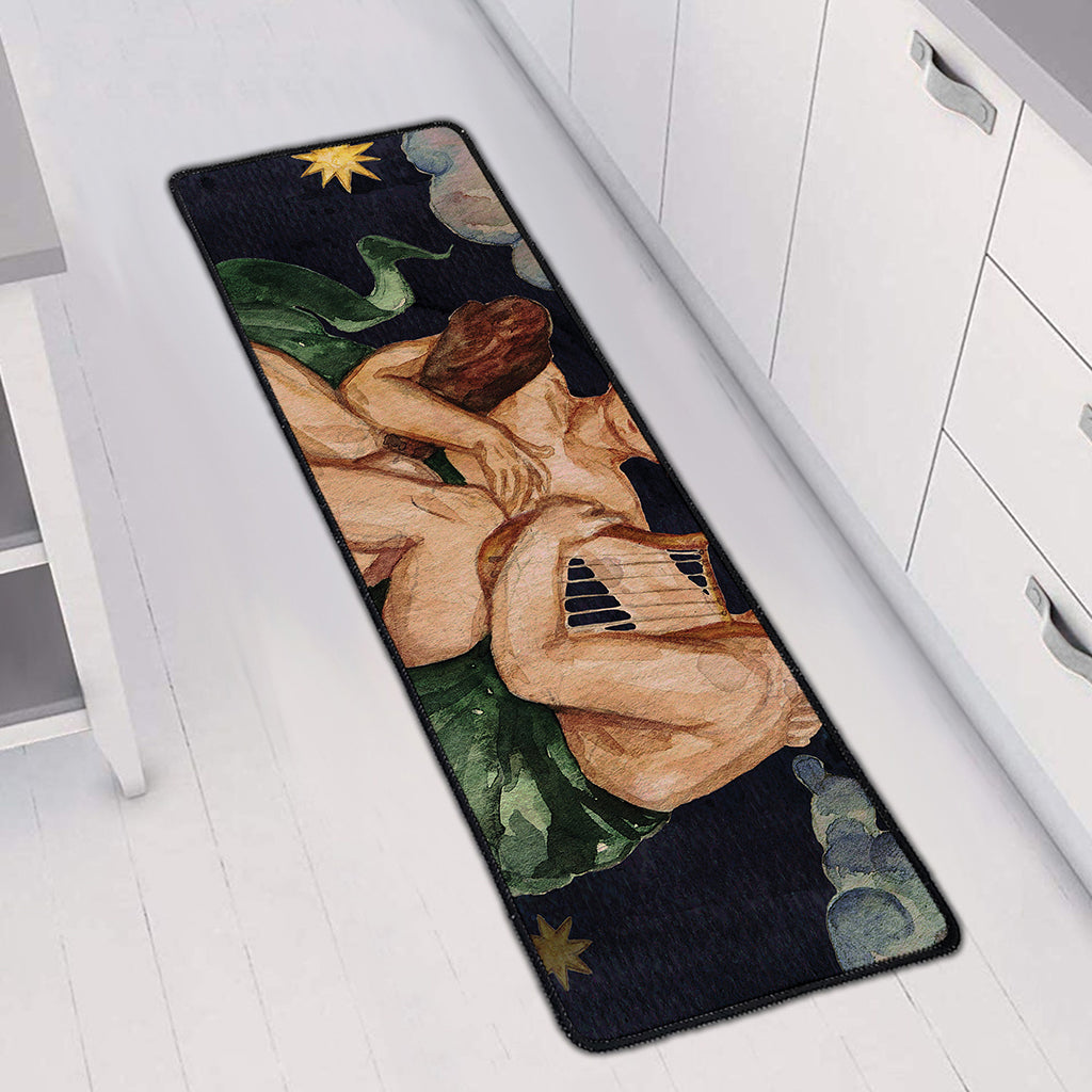 Watercolor Gemini Zodiac Sign Print Long Kitchen Mat