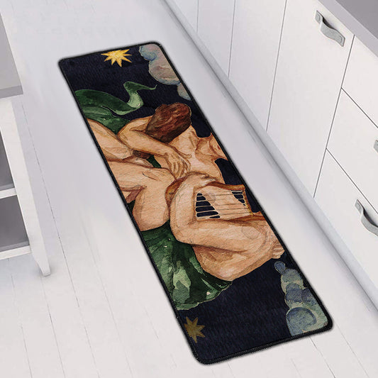Watercolor Gemini Zodiac Sign Print Long Kitchen Mat