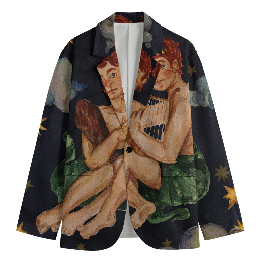 Watercolor Gemini Zodiac Sign Print Men's Blazer