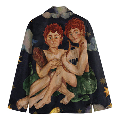 Watercolor Gemini Zodiac Sign Print Men's Blazer