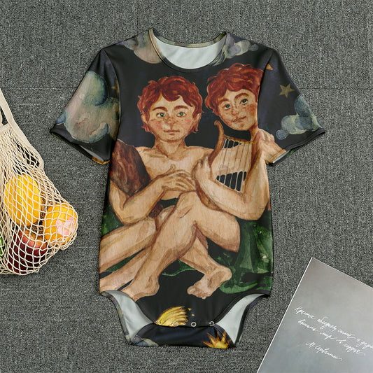 Watercolor Gemini Zodiac Sign Print Men's Bodysuit