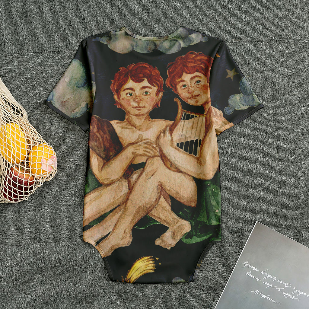 Watercolor Gemini Zodiac Sign Print Men's Bodysuit