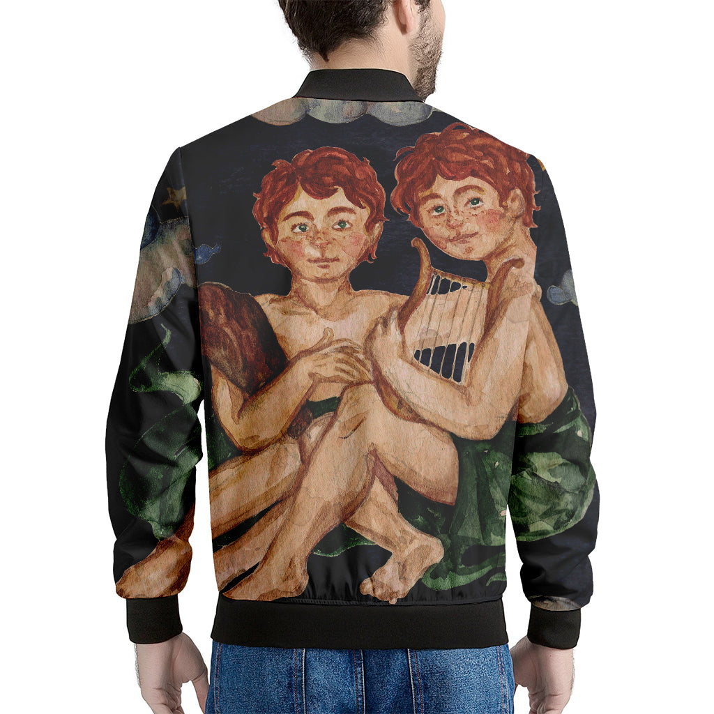 Watercolor Gemini Zodiac Sign Print Men's Bomber Jacket