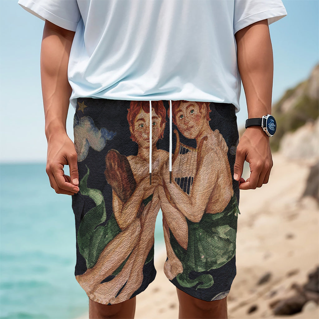 Watercolor Gemini Zodiac Sign Print Men's Cargo Shorts