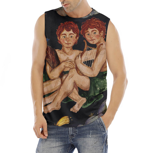 Watercolor Gemini Zodiac Sign Print Men's Fitness Tank Top