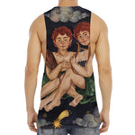 Watercolor Gemini Zodiac Sign Print Men's Muscle Tank Top