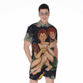 Watercolor Gemini Zodiac Sign Print Men's Romper