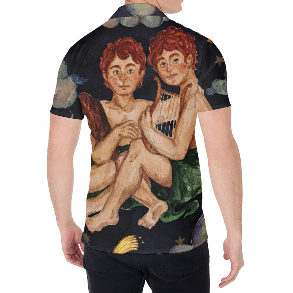 Watercolor Gemini Zodiac Sign Print Men's Shirt