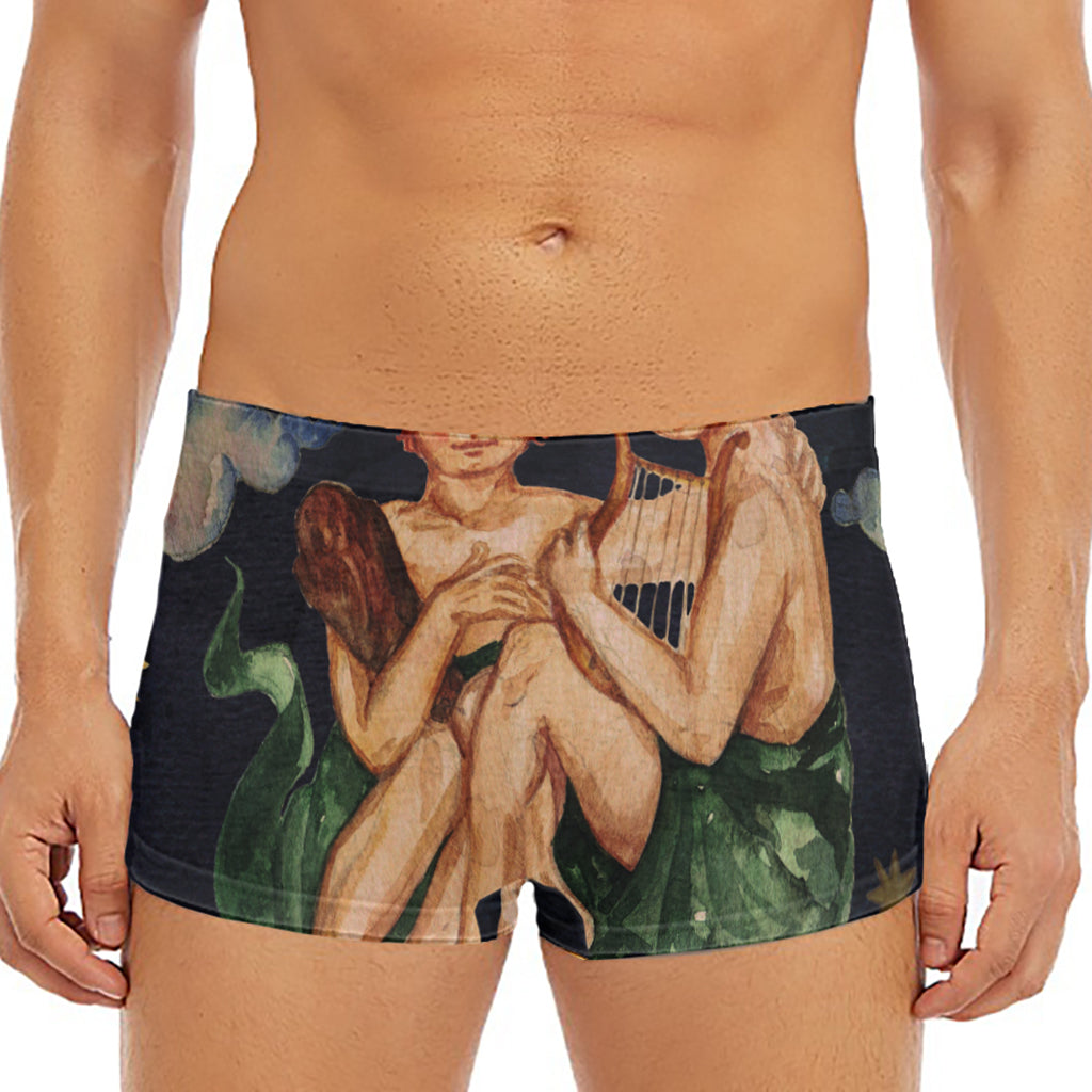 Watercolor Gemini Zodiac Sign Print Men's Short Boxer Briefs