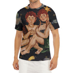 Watercolor Gemini Zodiac Sign Print Men's Short Sleeve Rash Guard