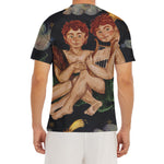 Watercolor Gemini Zodiac Sign Print Men's Short Sleeve Rash Guard