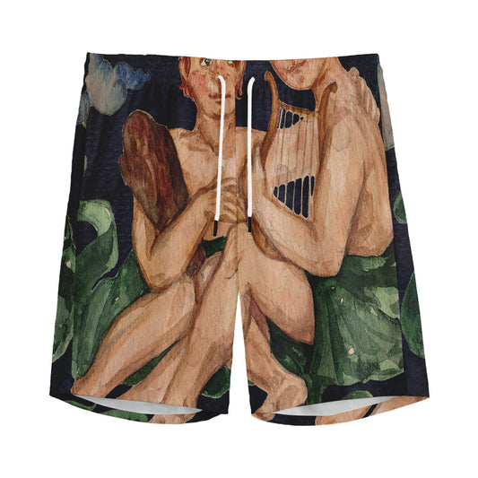 Watercolor Gemini Zodiac Sign Print Men's Sports Shorts