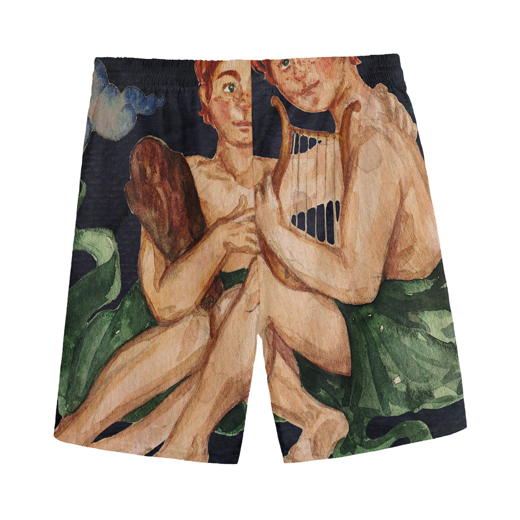Watercolor Gemini Zodiac Sign Print Men's Sports Shorts