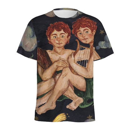 Watercolor Gemini Zodiac Sign Print Men's Sports T-Shirt