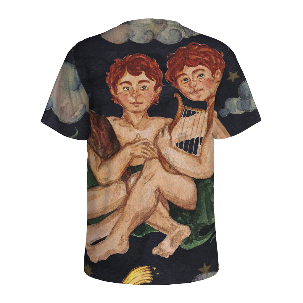 Watercolor Gemini Zodiac Sign Print Men's Sports T-Shirt