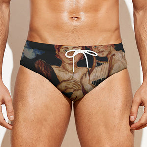 Watercolor Gemini Zodiac Sign Print Men's Swim Briefs