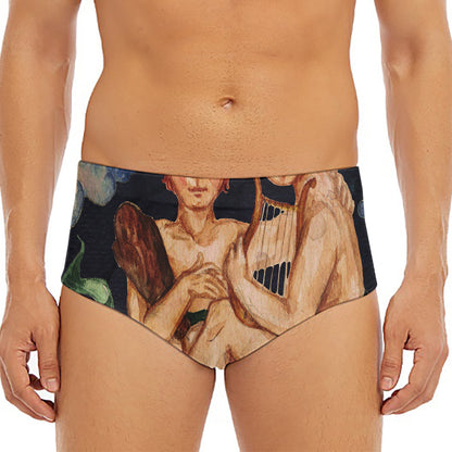 Watercolor Gemini Zodiac Sign Print Men's Triangle Swim Briefs