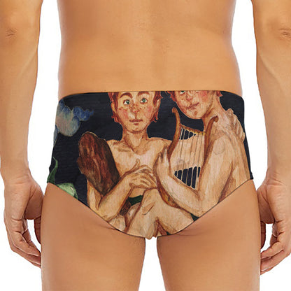 Watercolor Gemini Zodiac Sign Print Men's Triangle Swim Briefs
