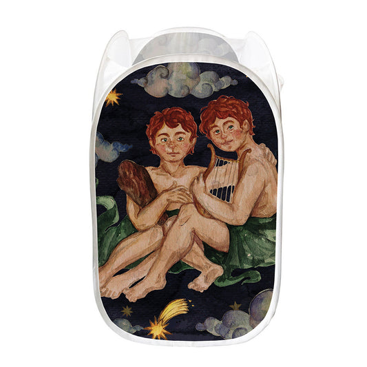 Watercolor Gemini Zodiac Sign Print Mesh Laundry Hamper