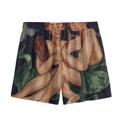 Watercolor Gemini Zodiac Sign Print Mesh Shorts
