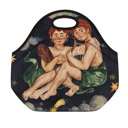 Watercolor Gemini Zodiac Sign Print Neoprene Lunch Bag