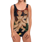 Watercolor Gemini Zodiac Sign Print One Piece Swimsuit