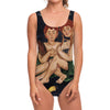 Watercolor Gemini Zodiac Sign Print One Piece Swimsuit