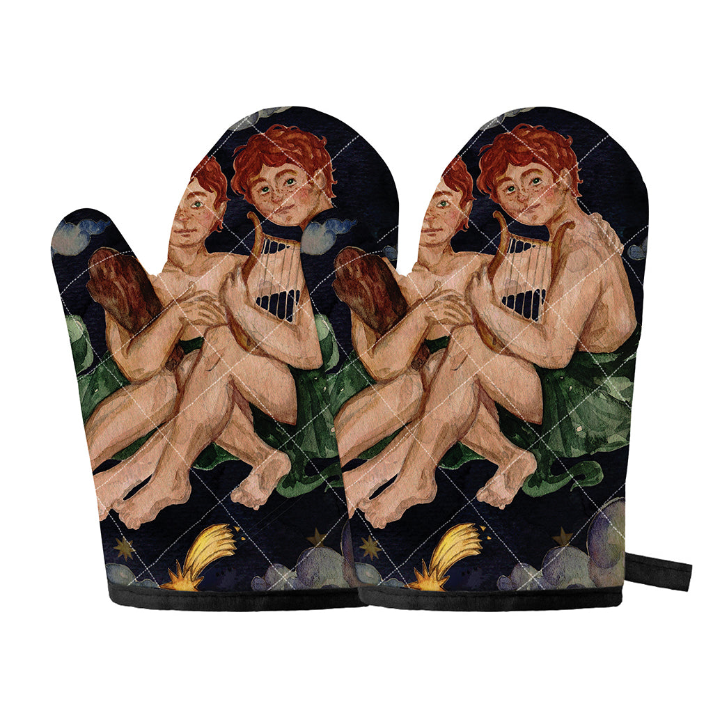 Watercolor Gemini Zodiac Sign Print Oven Mitts