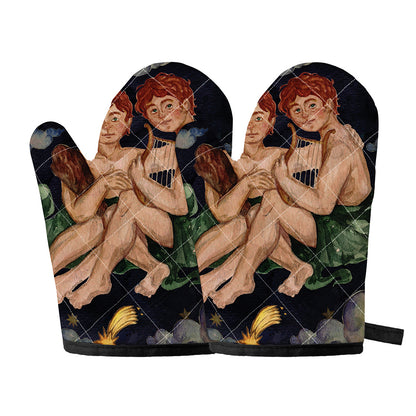 Watercolor Gemini Zodiac Sign Print Oven Mitts