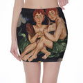 Watercolor Gemini Zodiac Sign Print Pencil Mini Skirt