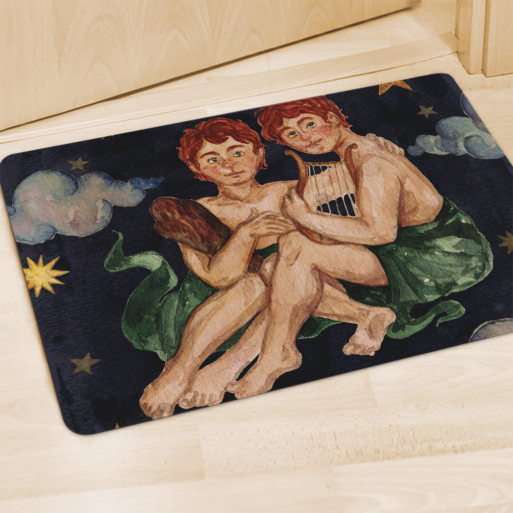 Watercolor Gemini Zodiac Sign Print Polyester Doormat