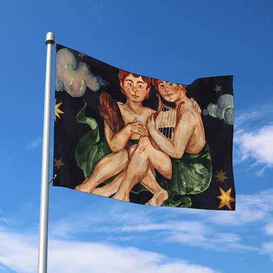 Watercolor Gemini Zodiac Sign Print Polyester Flag