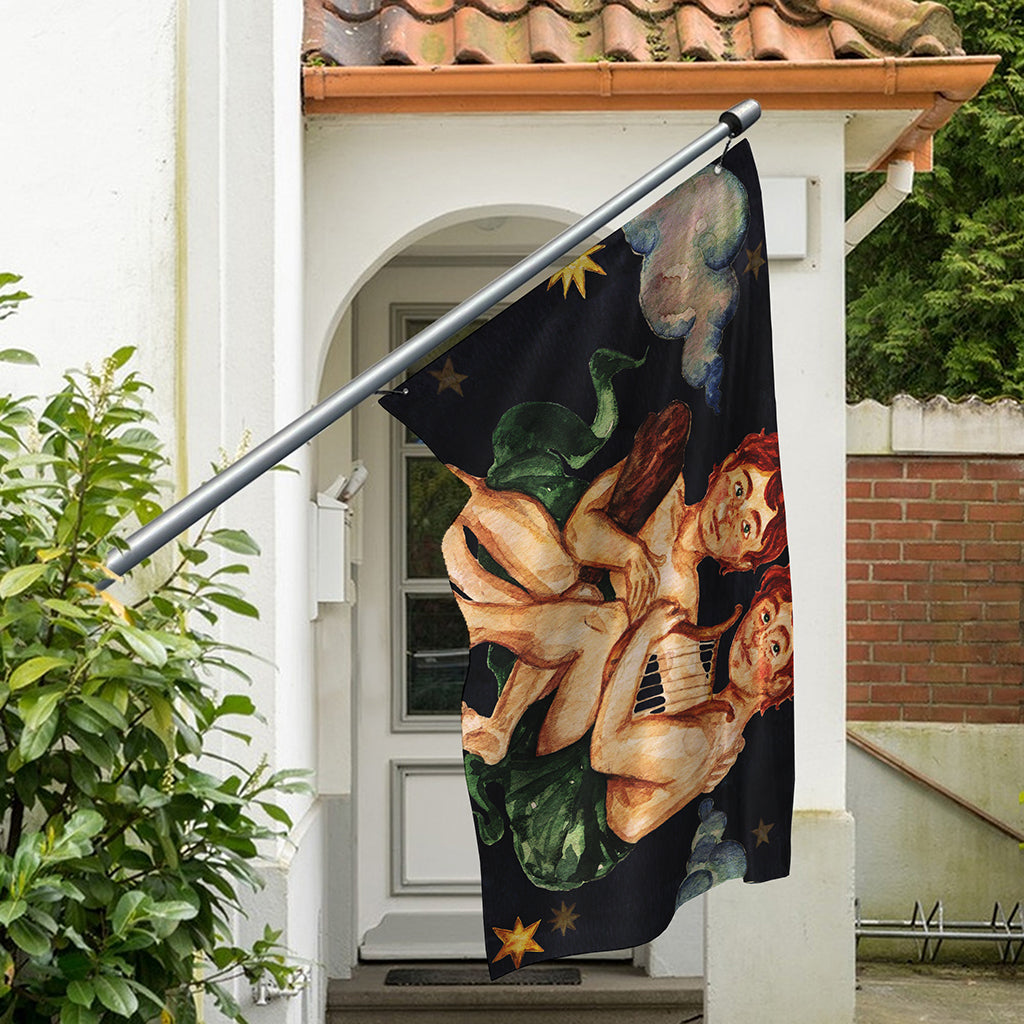 Watercolor Gemini Zodiac Sign Print Polyester Flag
