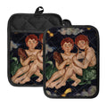 Watercolor Gemini Zodiac Sign Print Pot Holders With Pocket