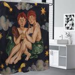 Watercolor Gemini Zodiac Sign Print Premium Shower Curtain