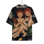 Watercolor Gemini Zodiac Sign Print Rayon Hawaiian Shirt