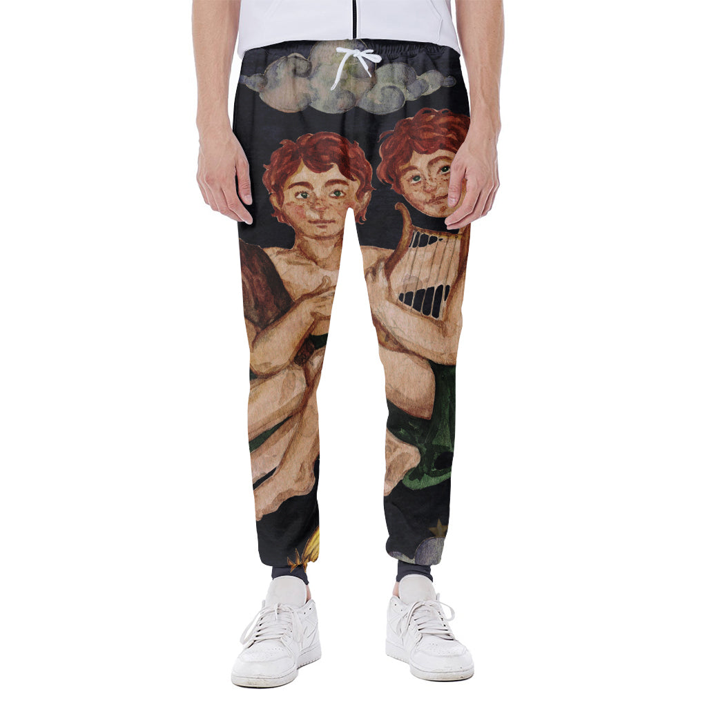 Watercolor Gemini Zodiac Sign Print Scuba Joggers